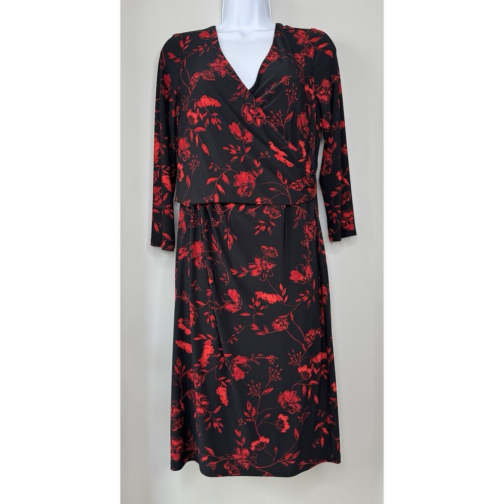Lauren by Ralph Lauren Womens Floral Jersey Dress 10 Classic Night Out Elevated‎